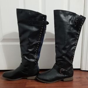 Contrast Color Rear Zipper Mid Calf Boot-2 For $45